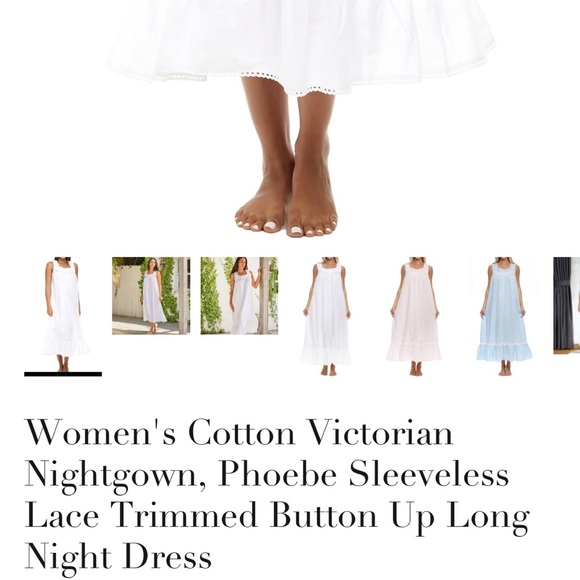 Alexander Del Rossa M women’s Victorian, white lace trim square neck nightgown - Picture 12 of 12